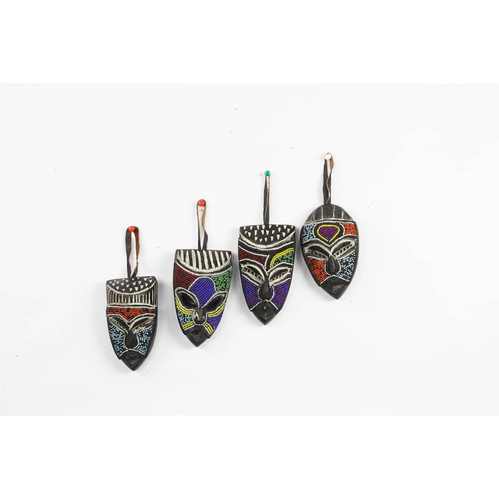 Novica Handmade Melowo African Beaded Wood Masks (Set Of 3)