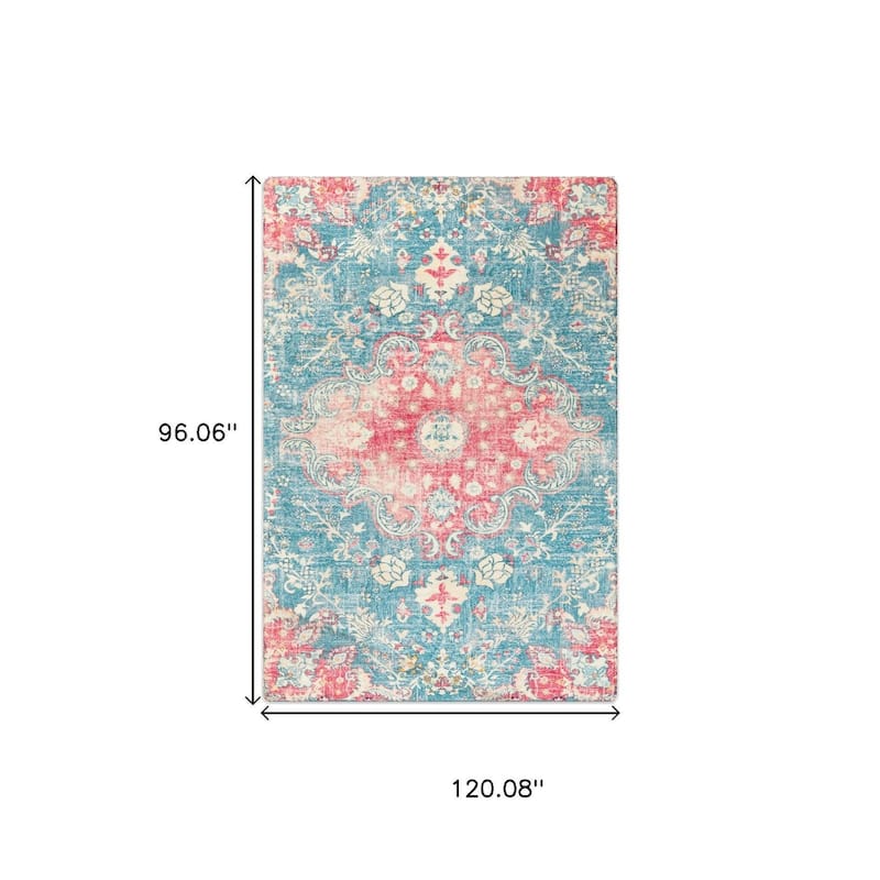 HomeRoots Tropical Floral Traditional Rectangle Area Rug - 8' X 10'