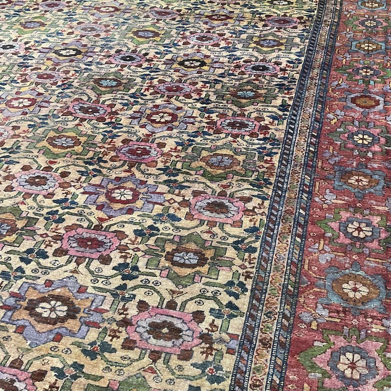 HERAT ORIENTAL Handmade 1880's Antique Meshkabad Wool Rug - 11'6" x 17'6"
