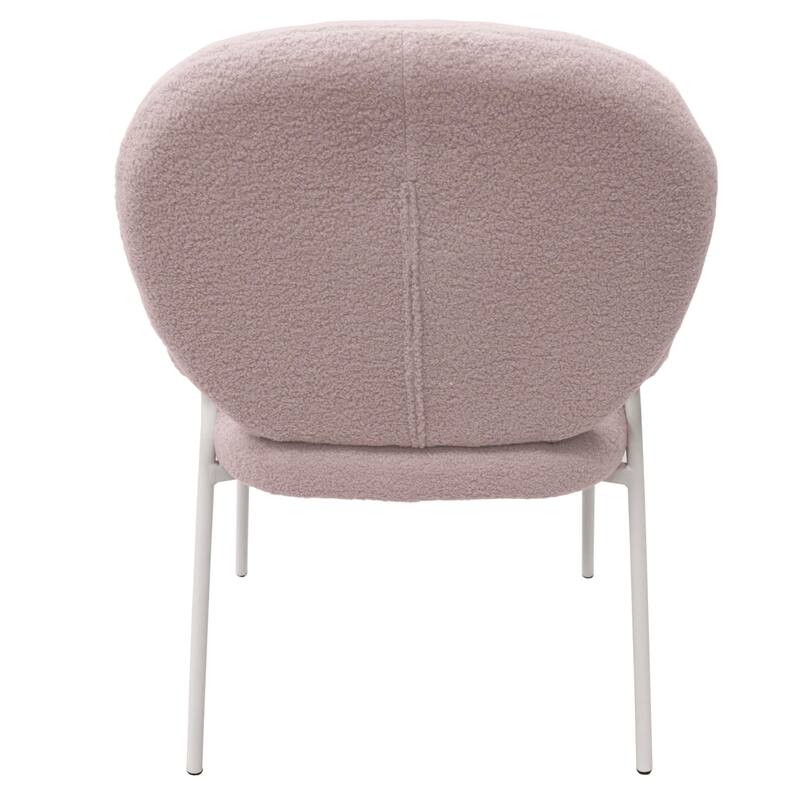 Celestial Boucle Dining Chairs in White Iron Legs by LeisureMod