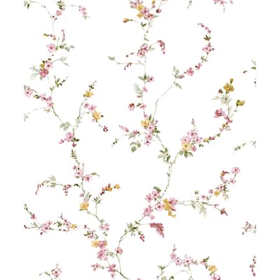 Galerie Wallcoverings Cottage Chic Floral Trail ECODECO Material Matte Wallpaper Roll - 33 feet x 21 inches