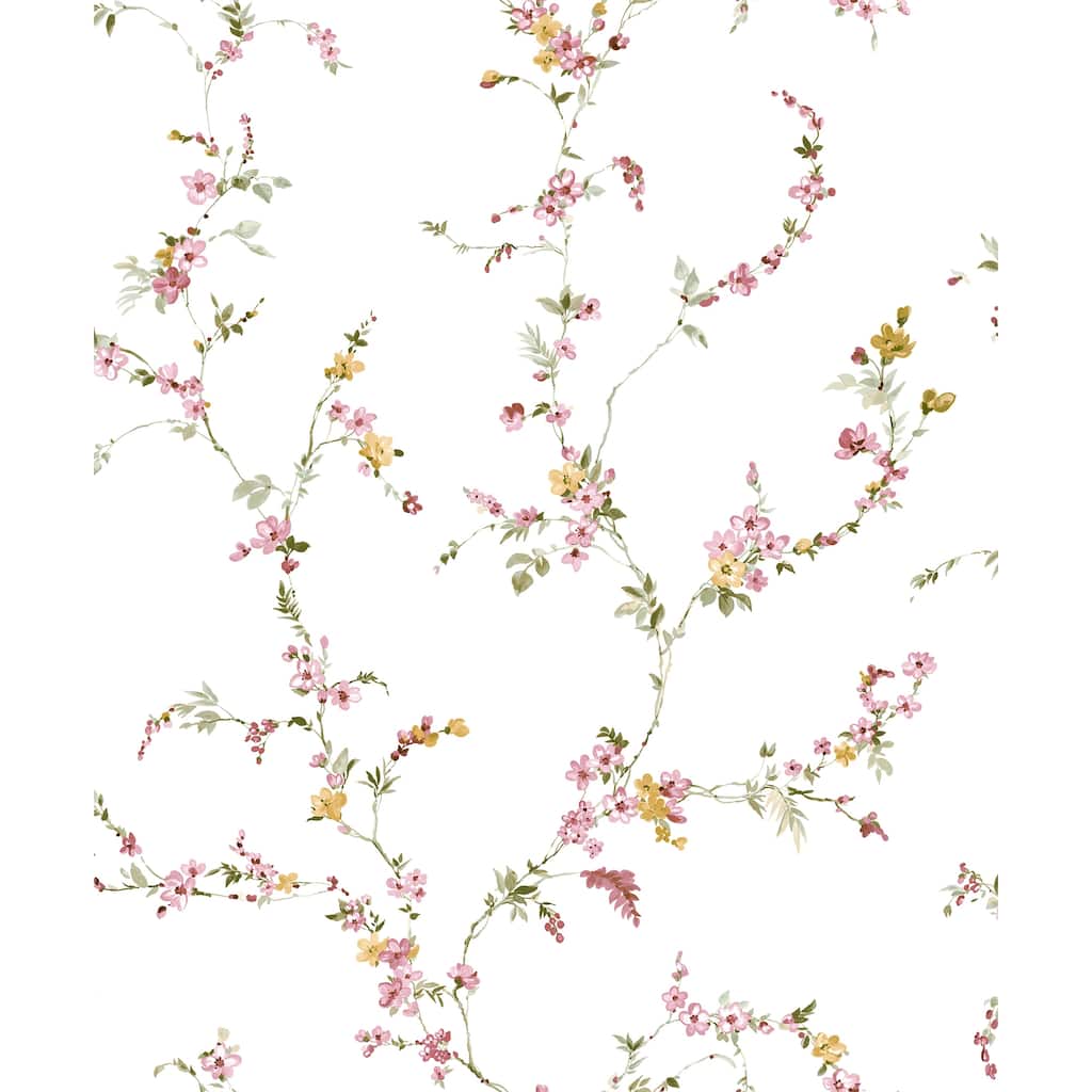 Galerie Wallcoverings Cottage Chic Floral Trail ECODECO Material Matte Wallpaper Roll - 33 feet x 21 inches