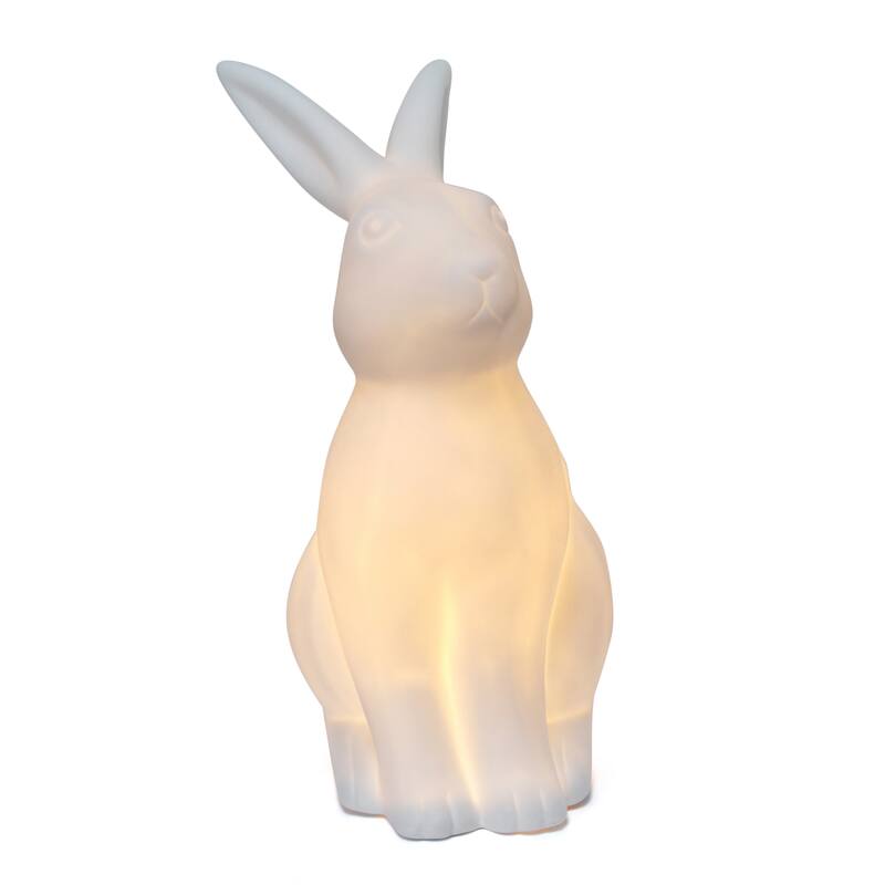 Upright Posed Bunny Rabbit Porcelain Table Lamp - 10.5" - White