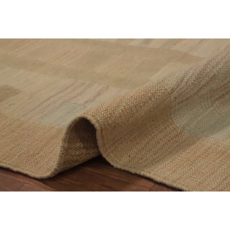 Hand Woven Oriental 100% Wool Carpet Southwestern Tribal Beige & Ivories Kilim Area Rug - 9' 9'' X 7' 8''