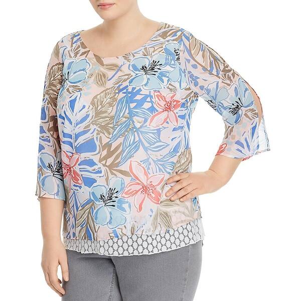 Shop Status By Chenault Womens Plus Pullover Top Floral Print