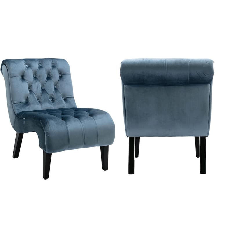 Modern Velvet Armless Living Room Chairs Set of 2