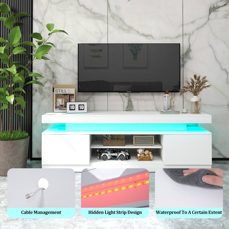 Multifunctional Storage High Gloss White TV Cabinet
