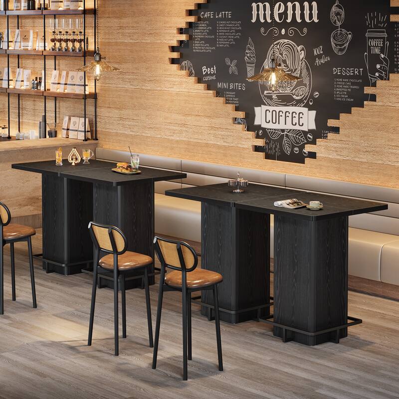 High Wood Bar Table, Bistro Pub Table, Dining Coffee Cocktail Living Room Accent Pub Desk