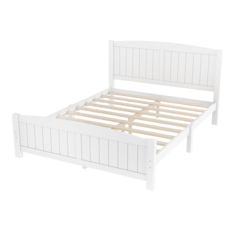 Queen Size Platform Bed, Solid Wood Platform Bed with Support Slats and Strong Structure, No Box Spring Needed