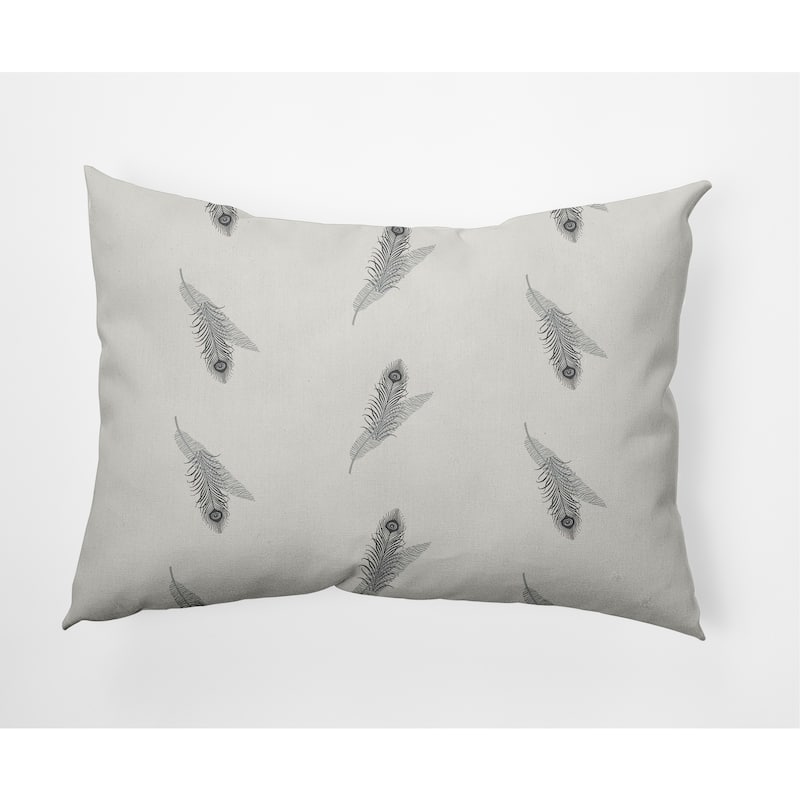 Feather Stripe Decorative Throw Pillow - Lunar Grey - 14" x 20"
