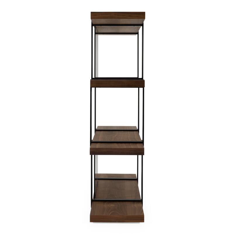 Modrest Brewer Modern Walnut & Black Bookshelf