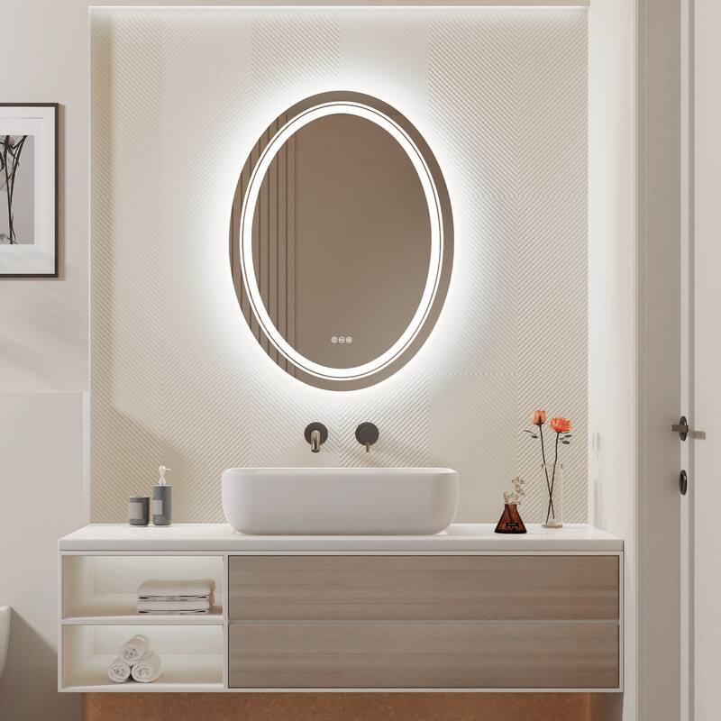 LED Illuminated Bathroom Mirror Oval Anti-Fog