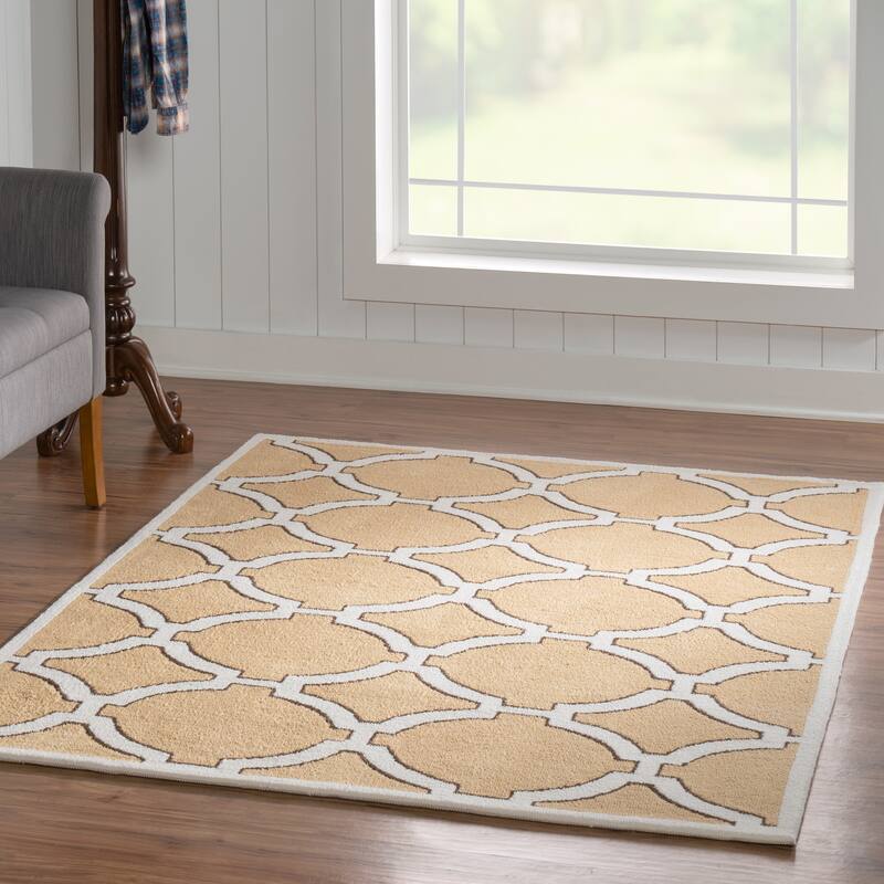 Tufted Geo Gold Polyester Rug