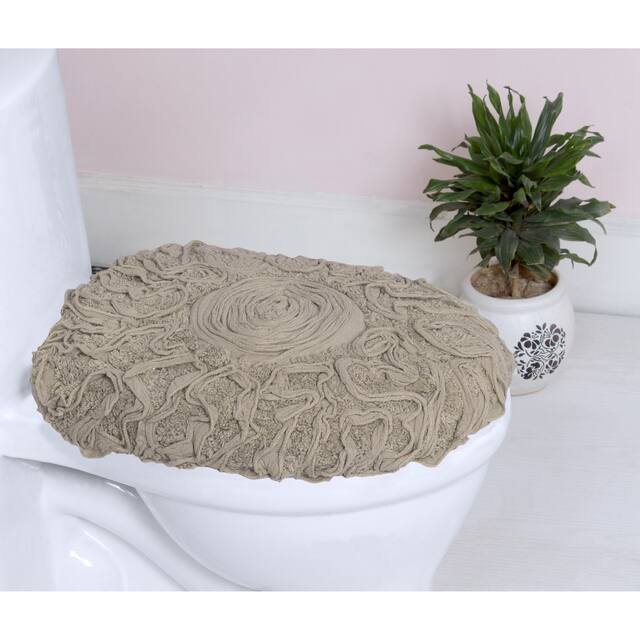 Home Weavers Bellflower Collection Absorbent Cotton Machine Washable Lid Cover 18"x18" - Linen