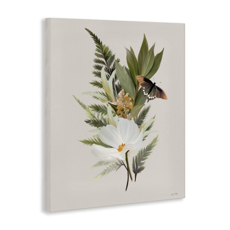 Stupell Flower Sprigs & Butterfly Canvas Wall Art Design By House Fenway