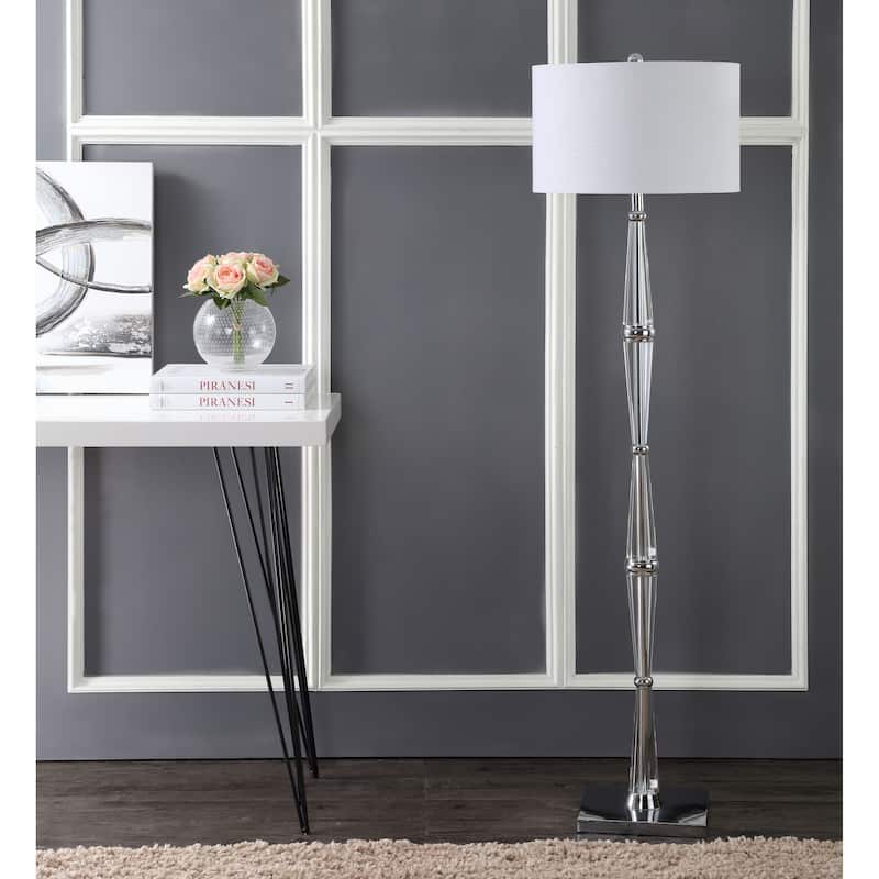 Abigail 60" Crystal LED Floor Lamp, Chrome/Clear by JONATHAN Y - 60" H x 16" W x 16" D