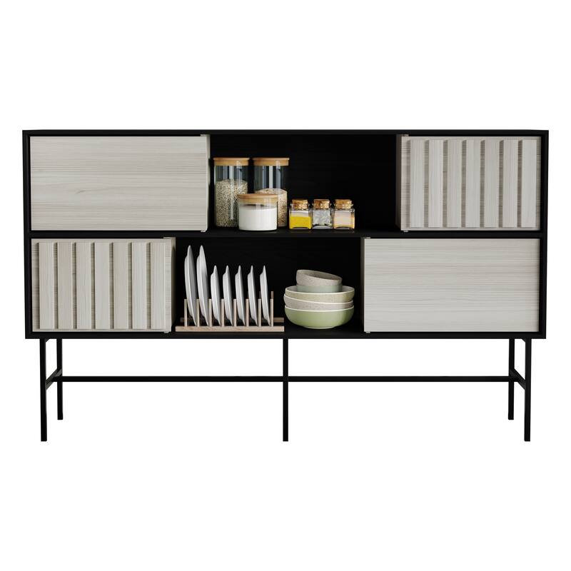 CraftPorch Modern Wooden TV Stand Console - Light Grey