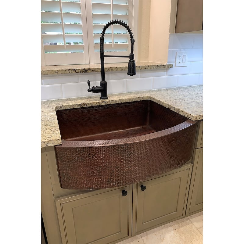30-in Hammered Copper Rounded Apron Front Single Basin Kitchen Sink (KASRDB30249)