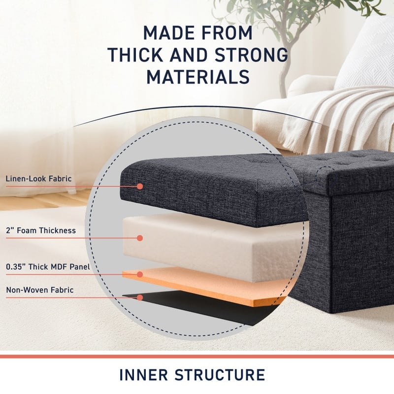2 Pack - 15" Collapsible Square Cube Storage Ottoman, Perfect for Dorms, Livingroom and Bedroom