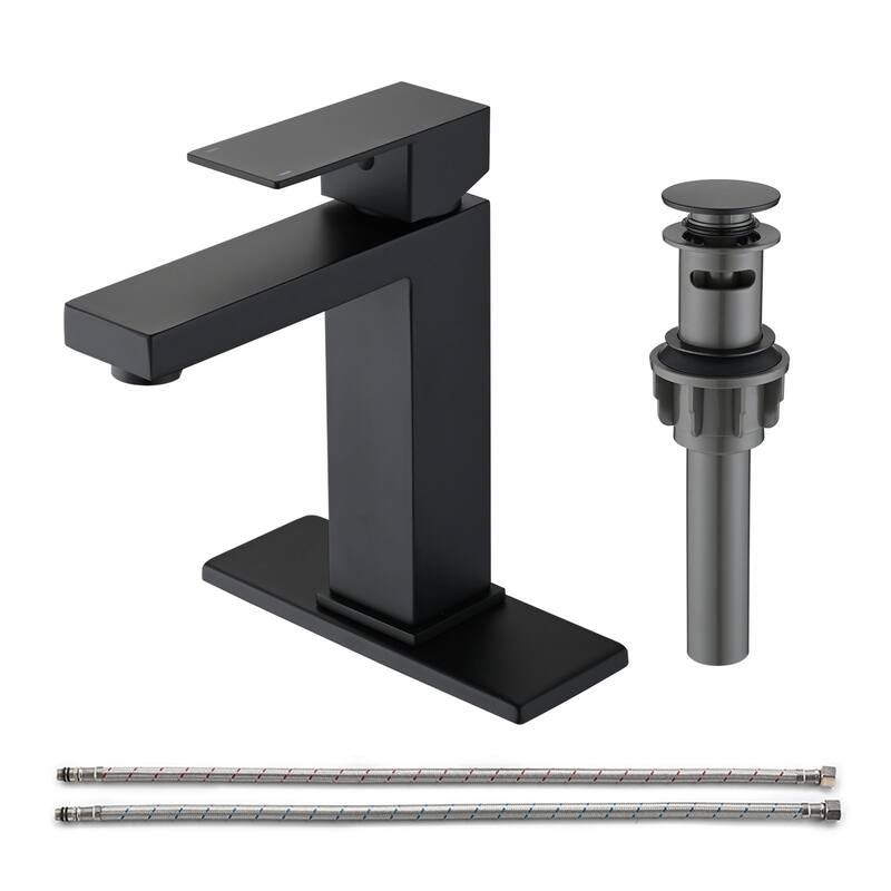 Vanityfair Single Hole Single Handle Bathroom Faucet with Drain Assembly - Matte Black