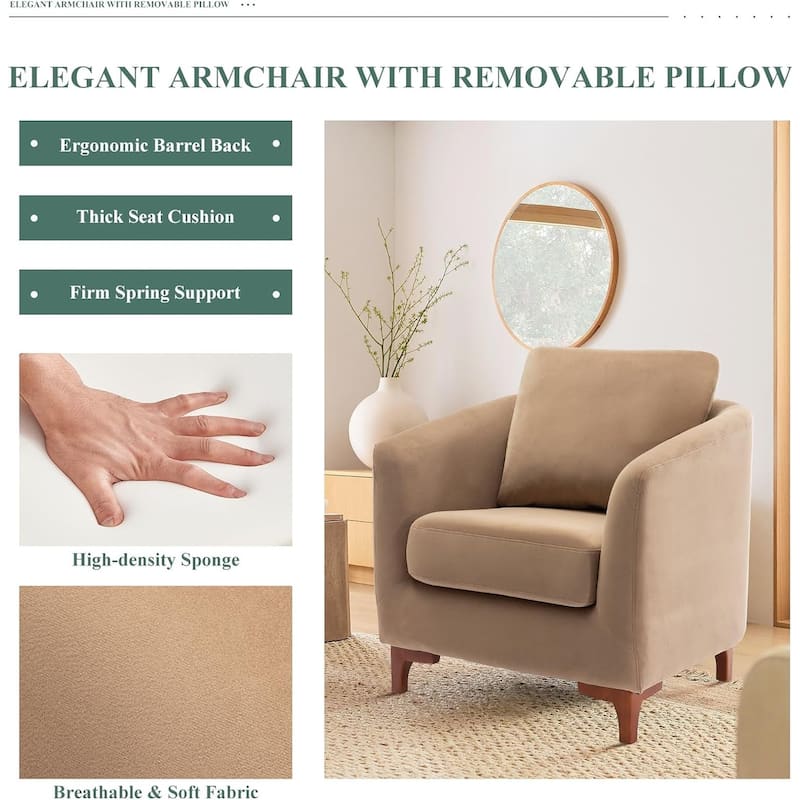 Sherpa Accent Chair with Storage Ottoman Set, Upholstered Barrel Club Arm Chair with Footrest Set of 1/2