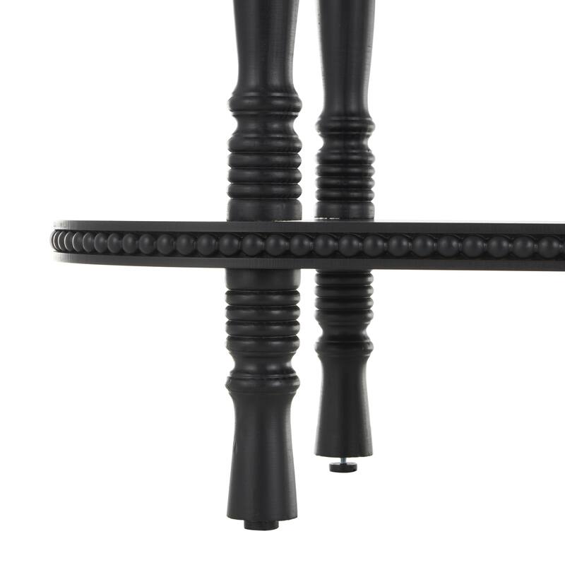 Wooden Oval 3 Shelf Shelving Unit with Turned Legs and Beaded Edges - Black - Roche River Decor