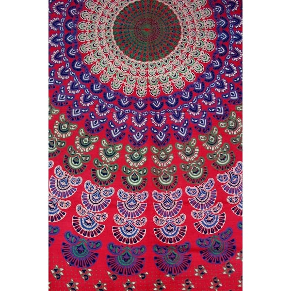 Mandala Floral Peacock Cotton Tablecloth Rectangle Vibrant Colors Multiple Designs Overstock 12249680