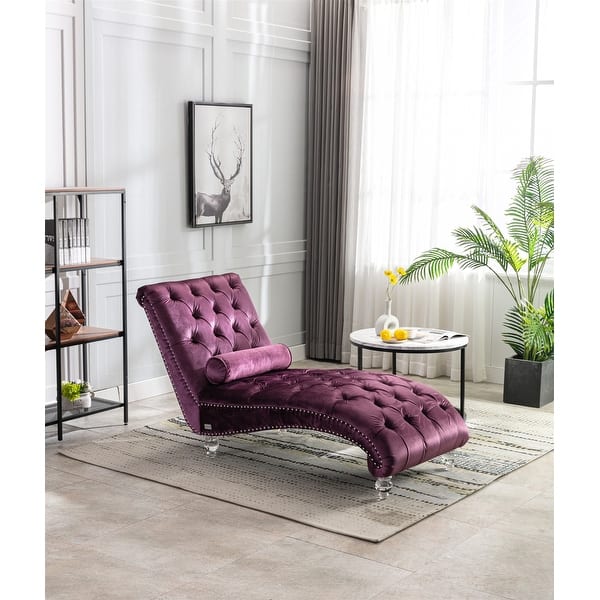 slide 2 of 11, Traditional Velvet Sofa with Acrylic Feet and Lumbar Pillow, Purple Purple