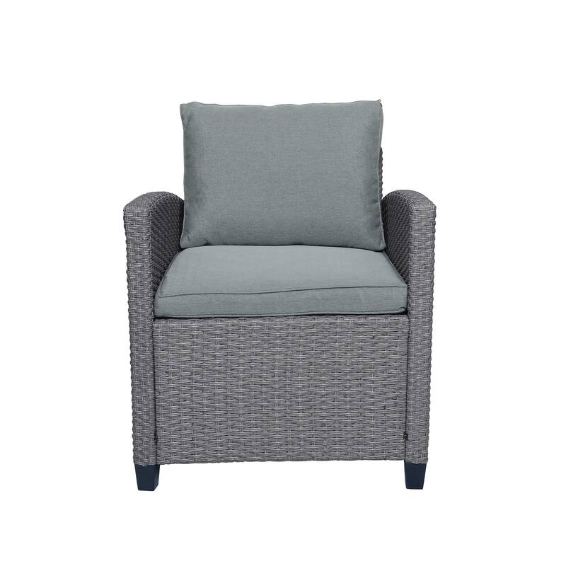 6-Piece Rattan Wicker Set Patio Sofa w2 Armchairs, 2 Stools and Table