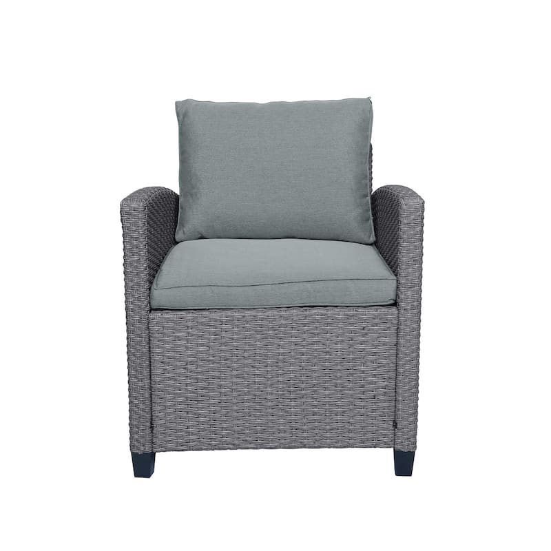 Roomfitters 6-Piece Outdoor Rattan Wicker Patio Garden Set with Sofa, Chair, Stools and Table