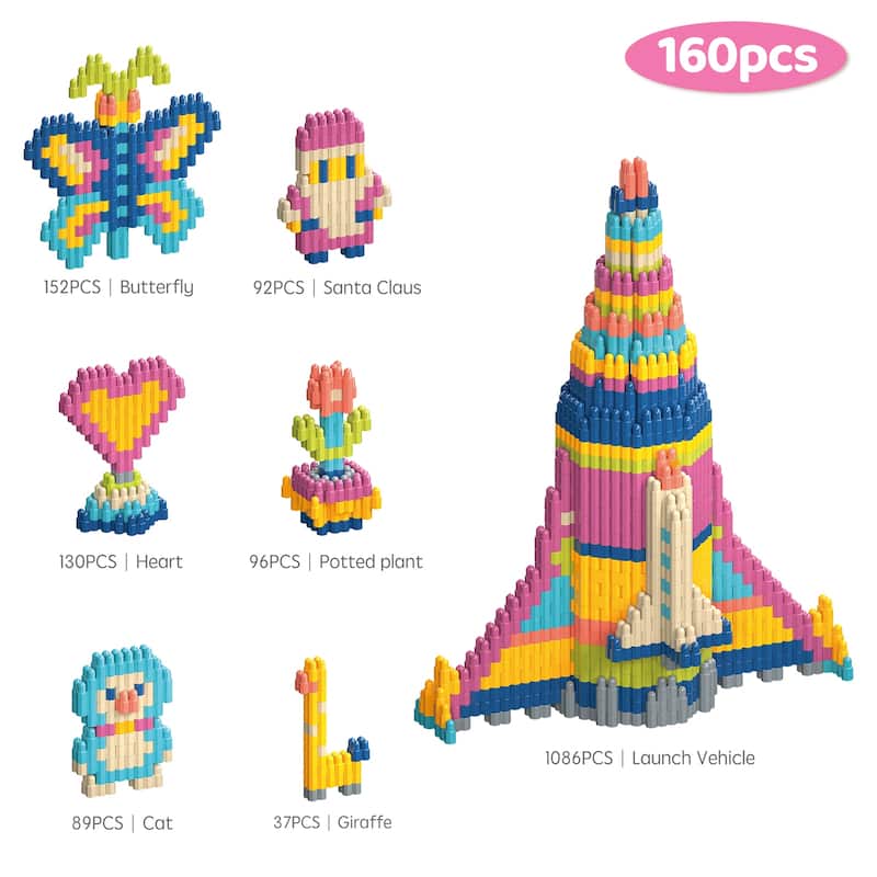 Gears Interlocking Learning Set, STEM Construction Toy Set, Building Kids Toys 160 PCS - Multi-Color