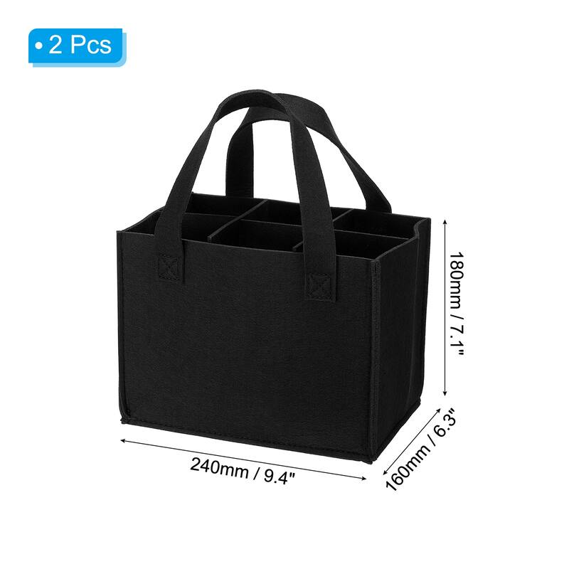 6 Bottle Wine Carrier Tote Bag, 2 Pack Wine Bottle Carrying Bag - Black