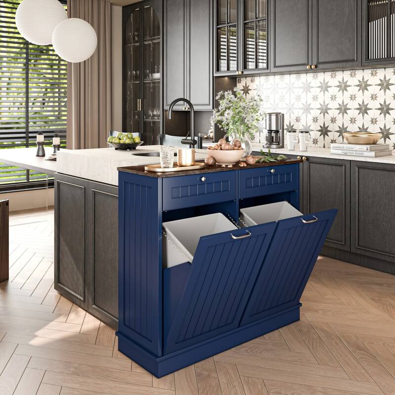 Simple Kitchen Cabinet Dining Cabinet with Drawers, Buffet Cabinet Sideboard Accent Cabinet Base Cabinet - Blue