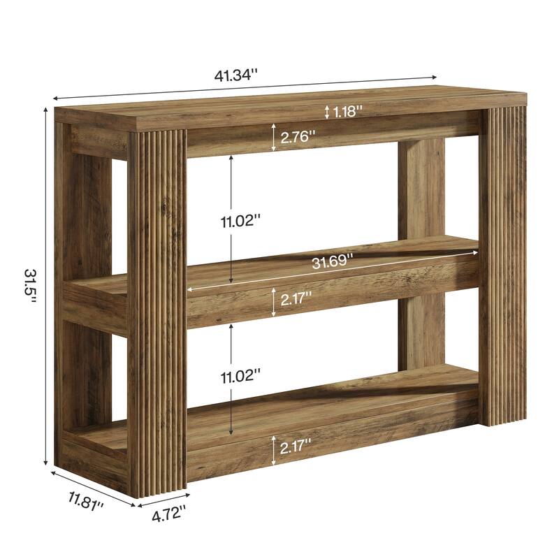 3-Tier Farmhouse Entryway Table with Storage Shelves - 41.34" L x 11.81" W x 31.5" H