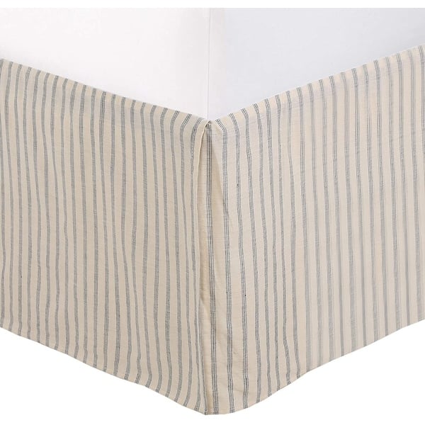 Ivory Cream Off White Taupe Cotton Striped Tailored Bed Skirt Dust ...