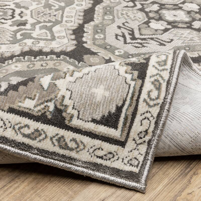 Style Haven Everly Traditional Panel Medallion Mixed Pile Area Rug