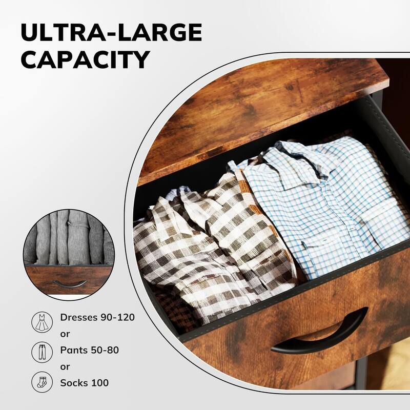 9 Drawers Dresser for Bedroom, Tall Fabric Closet Chests Organizer Tower Furniture with Wooden Top