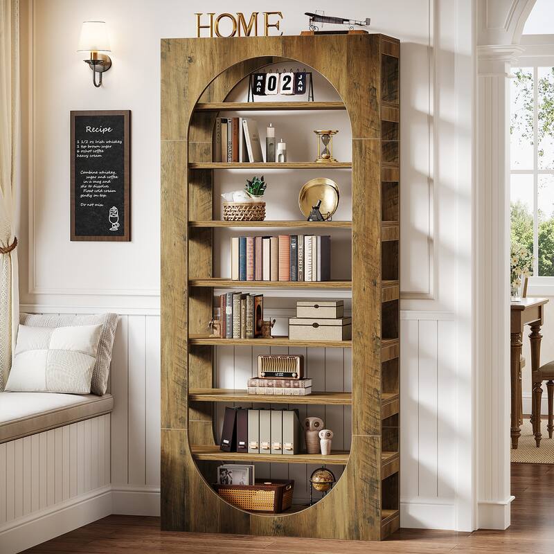 8-Tier Bookshelf with Storage, Wooden Bookcase for Living Room, Bedroom, Office, Library