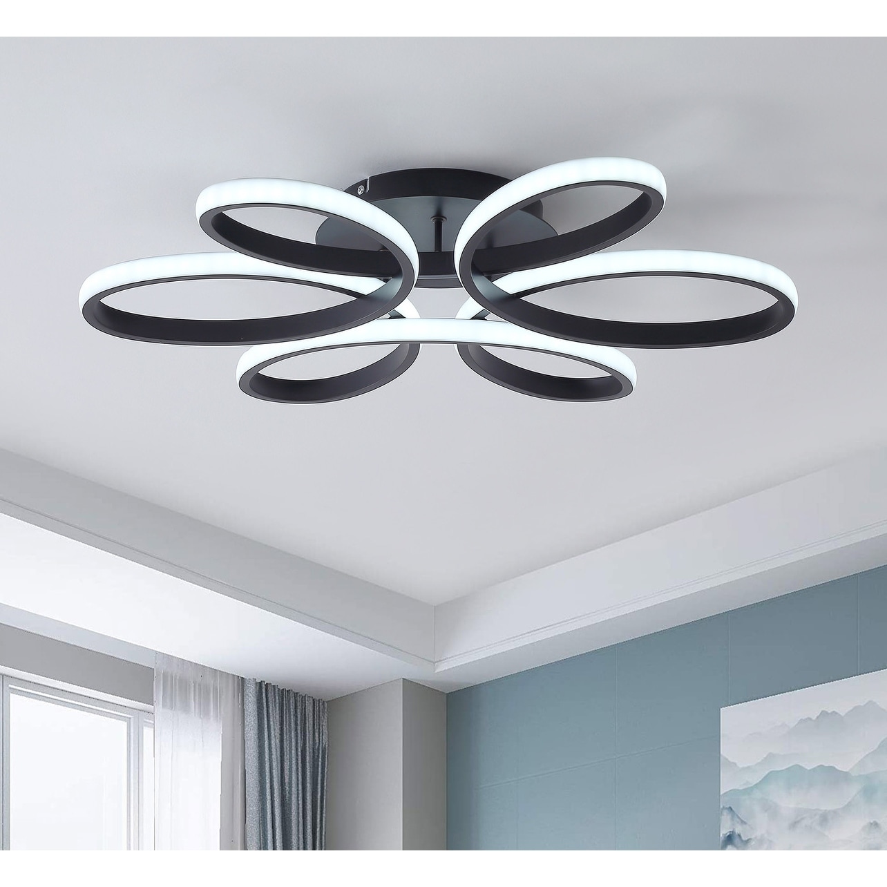 Modern Curved Linear LED Flush Mount Ceiling Light Fixture On Sale Bed Bath Beyond 36983875