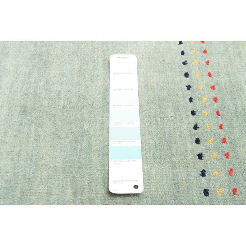 ECARPETGALLERY Hand Loomed Kashkuli Gabbeh Light Blue Wool Rug - 4'2 x 5'9