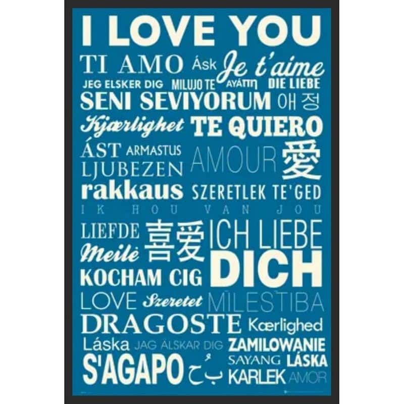 Different Languages "I Love You" Framed Poster - 24 x 36 Inch