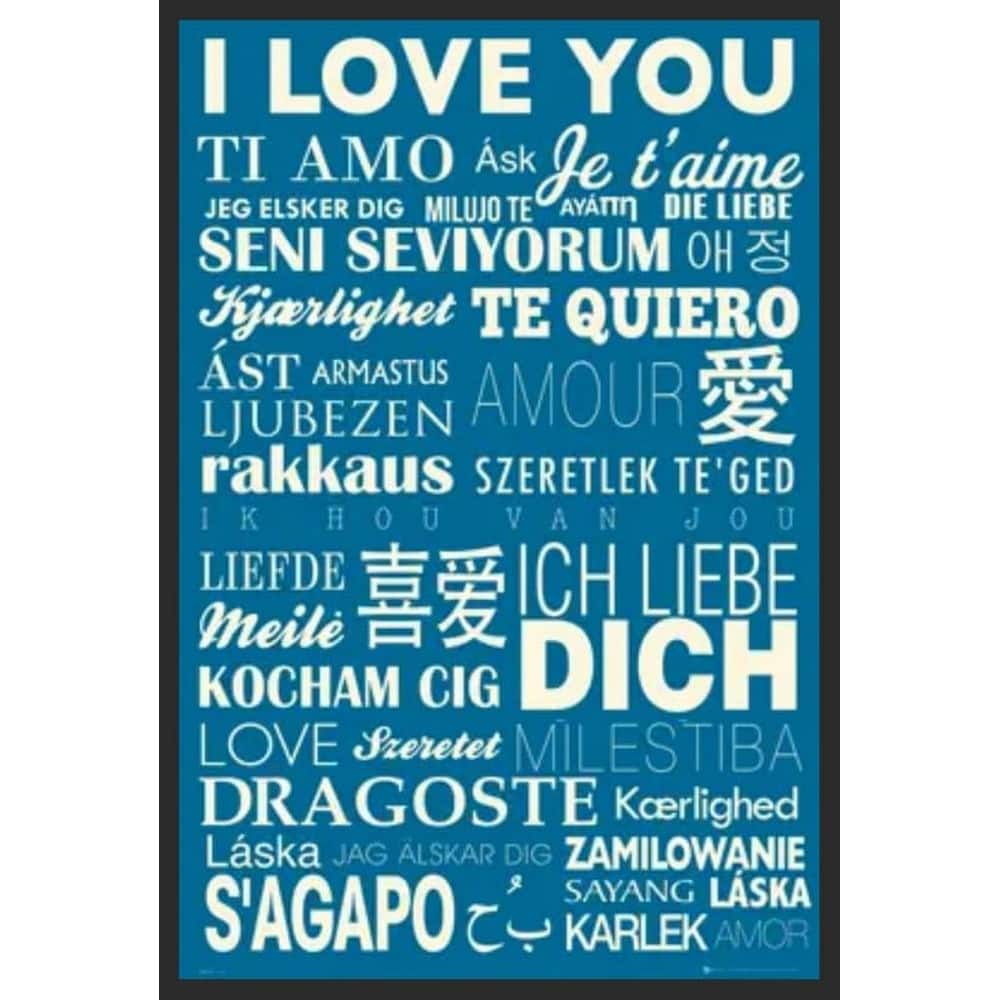 Different Languages "I Love You" Framed Poster - 24 x 36 Inch