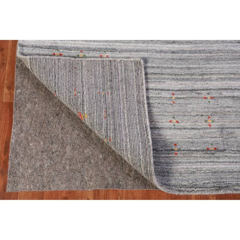 Hand Knotted Oriental 100% Wool Carpet Tribal Tribal Greys & Charcoal Gabbeh Area Rug - 12' 2'' X 9' 4''
