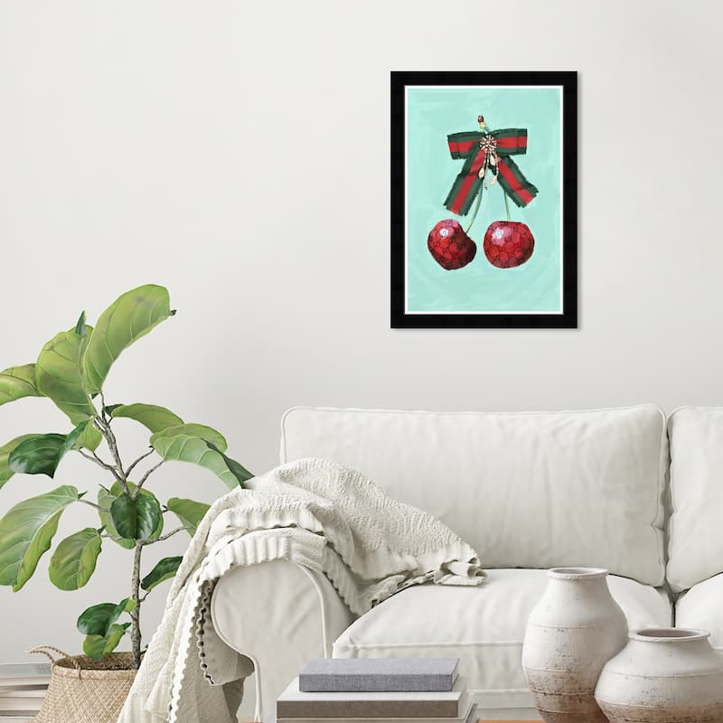 Wynwood Studio Prints Fashion Glam Cherry Tinsel Red Wall Art - Black