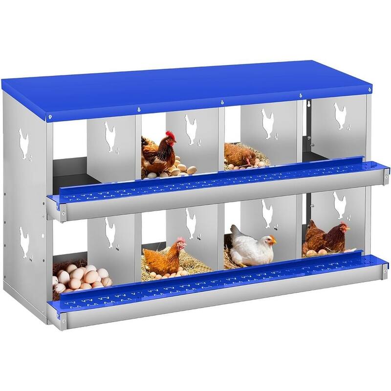 8 Compartment Nesting Box, Chicken Laying Box, Easy to Clean and Install - Blue