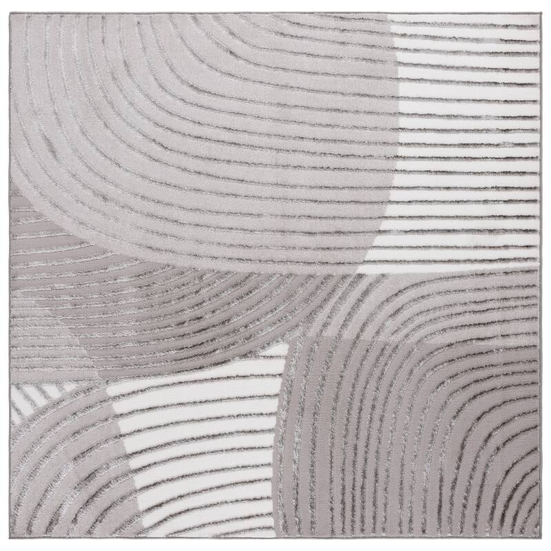 SAFAVIEH Maya Angelie Modern Contemporary Rug - 6'7" Square - Ivory/Grey