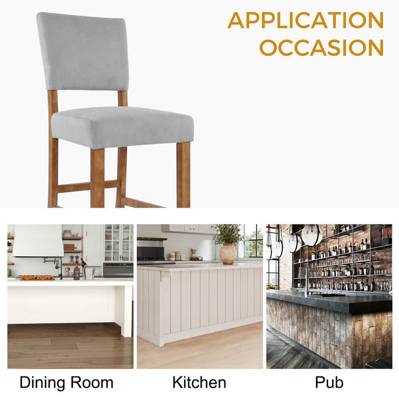 24 Inches Counter Height Bar Stools Upholstered Barstools with Brushed Legs Set of 2