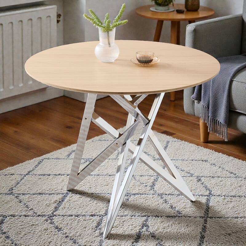 37 Inch Round Dining Table with Metal Legs, Small Kitchen Table for 2 to 4 People, Modern Space Saving Design