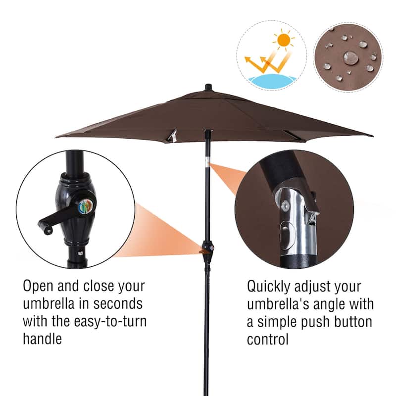 Outsunny 4 Piece Folding Outdoor Patio Pub Dining Table And Chairs Set With 6' Adjustable Tilt Umbrella