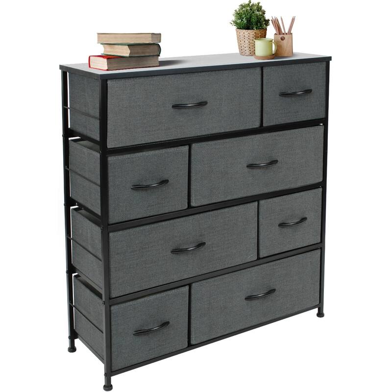 Dresser w/ 8 Drawers Furniture Storage & Chest Tower for Bedroom - Black